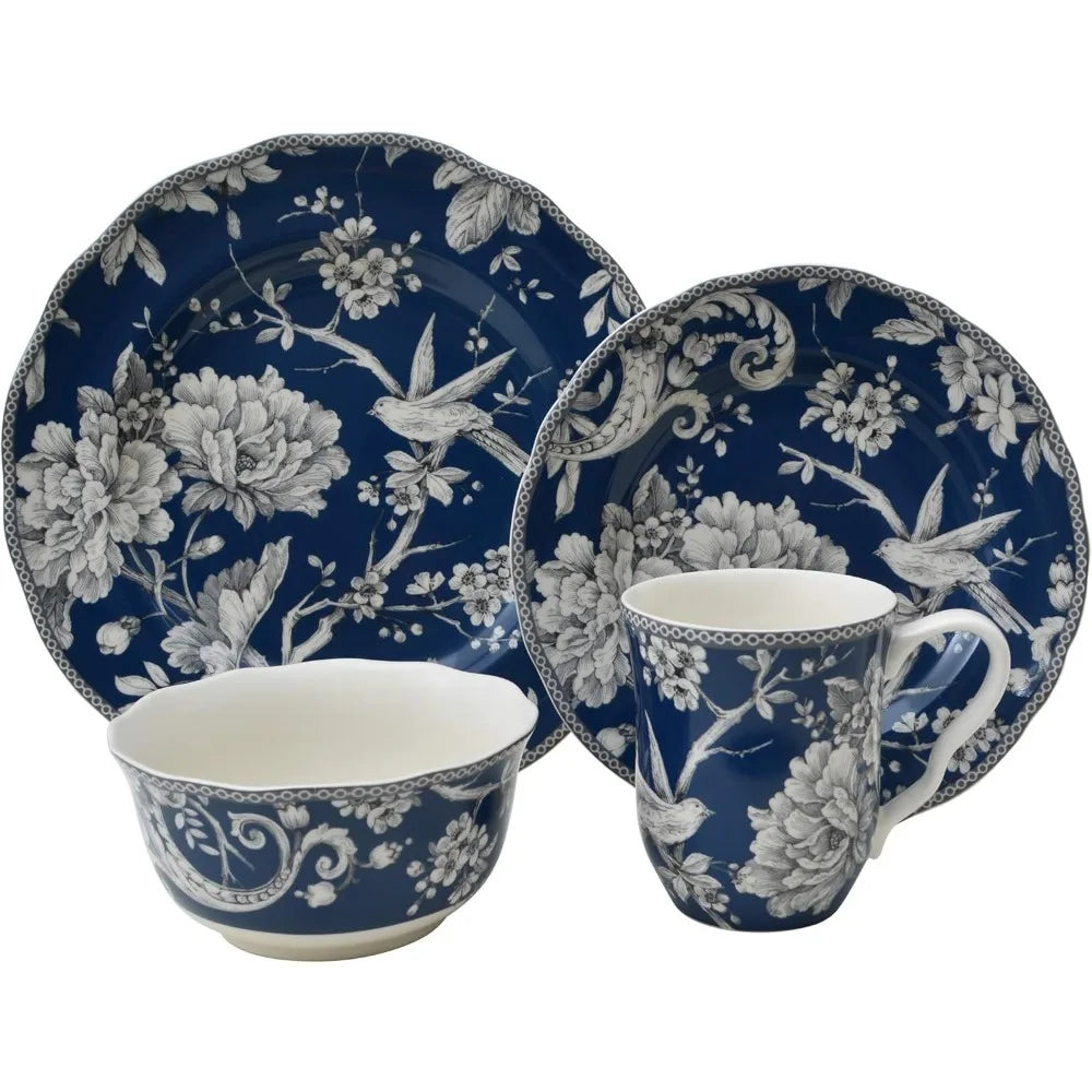 Adelaide 16-Piece Casual Grey Porcelain Dinnerware Set (Service for 4)
