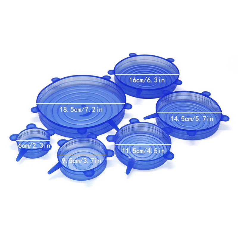 6Pcs/lot Food Adjustable Elastic Silicone Cover