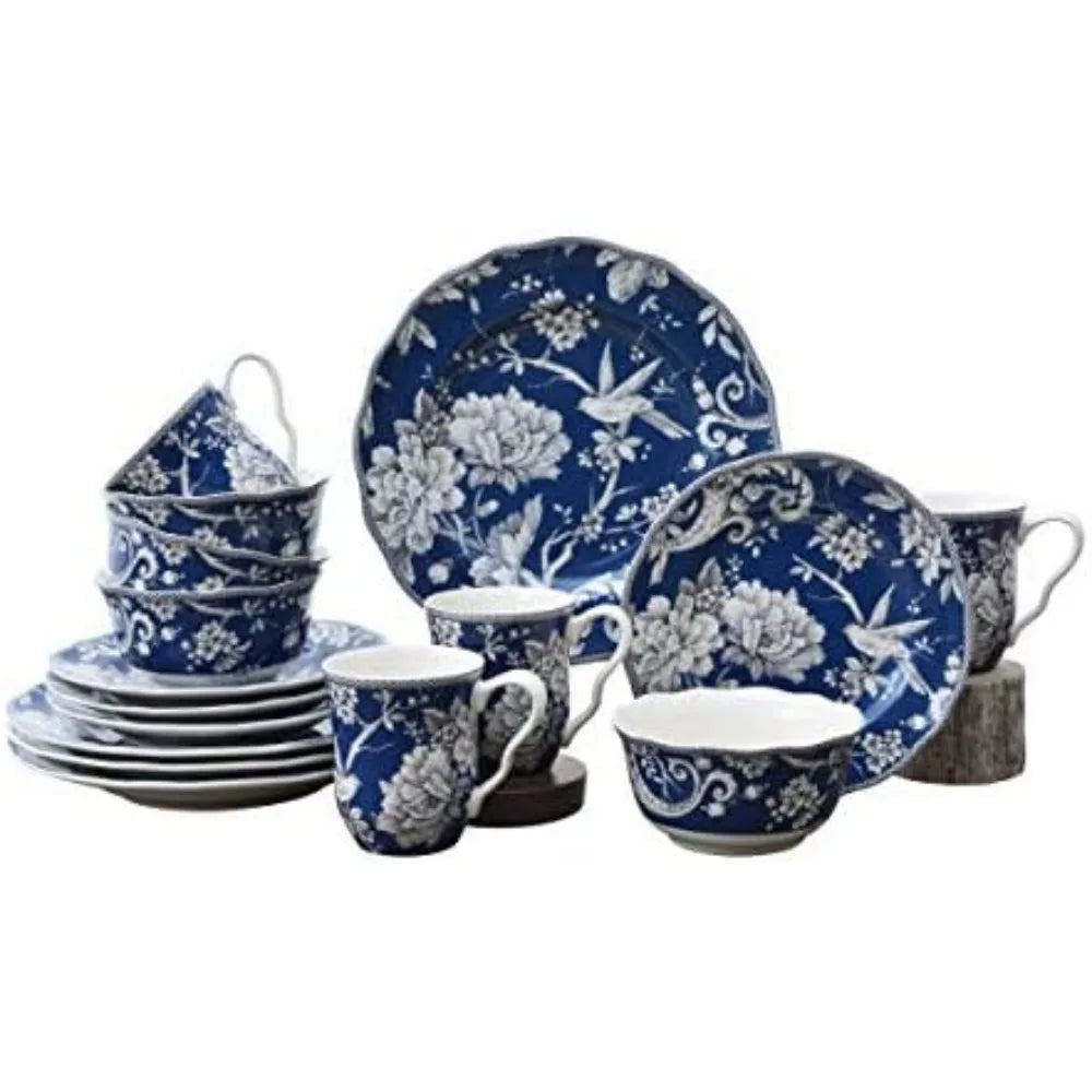 Adelaide 16-Piece Casual Grey Porcelain Dinnerware Set (Service for 4)
