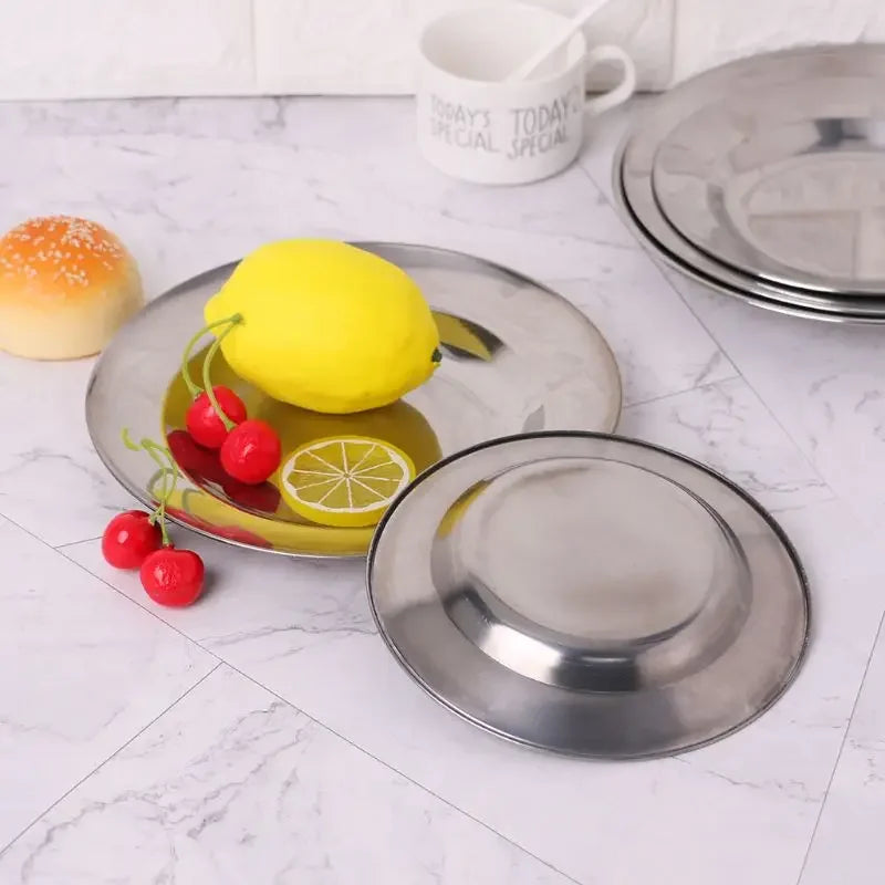 Stainless Steel Round Dinner Plate 16-24cm