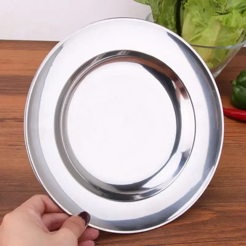 Stainless Steel Round Dinner Plate 16-24cm