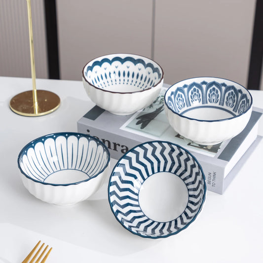 6 Pieces Ceramic Bowl Set Japanese-Style Porcelain